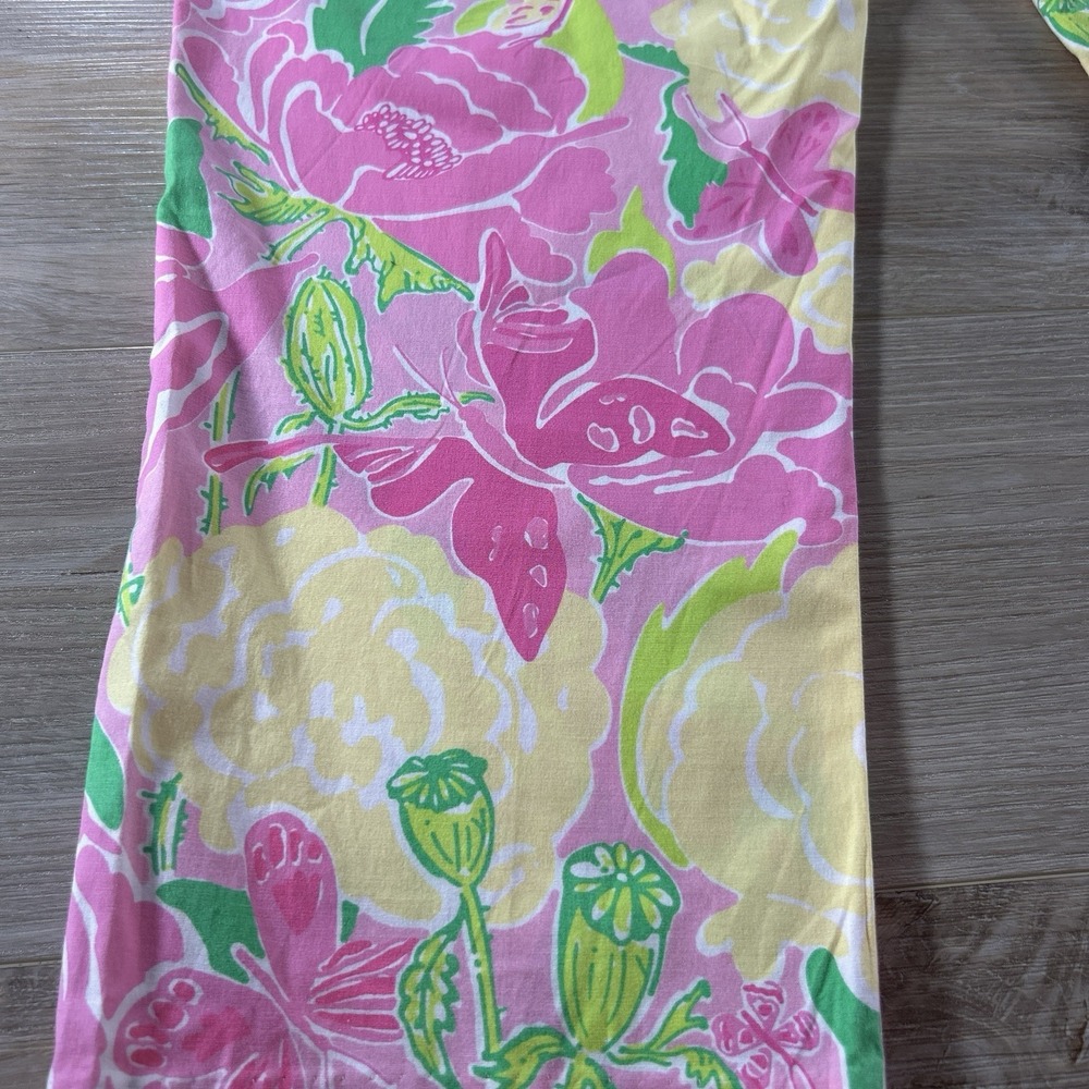 VTG Lilly Pulitzer Size 16 Pink Yellow Cotton Poplin Capri Shoo Fly Floral Pants - Picture 3 of 9